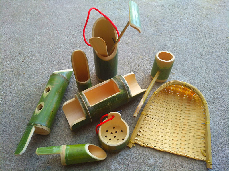 Bamboo Water & Sand Play Set – 10-Piece Eco Toy Kit