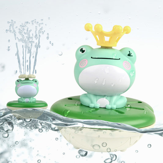 Electric frog water spray bath toy with crown and splash effect