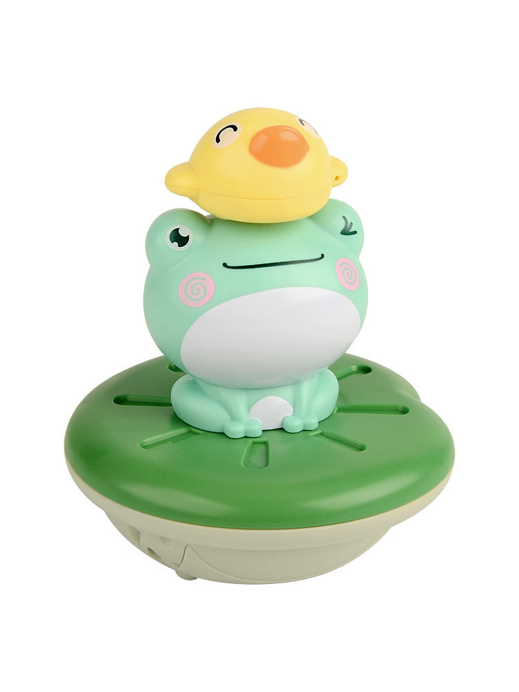 Electric frog water spray bath toy with crown and splash effect