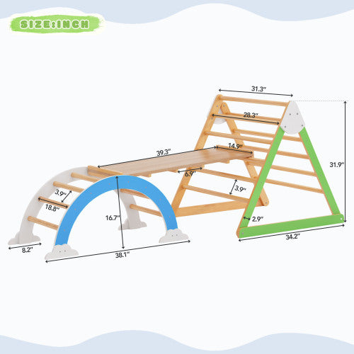 Montessori Climbing Triangle Set – Wooden Indoor Play Gym