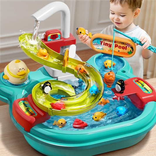 Children’s 2-in-1 water play toy with dishwasher and fishing station