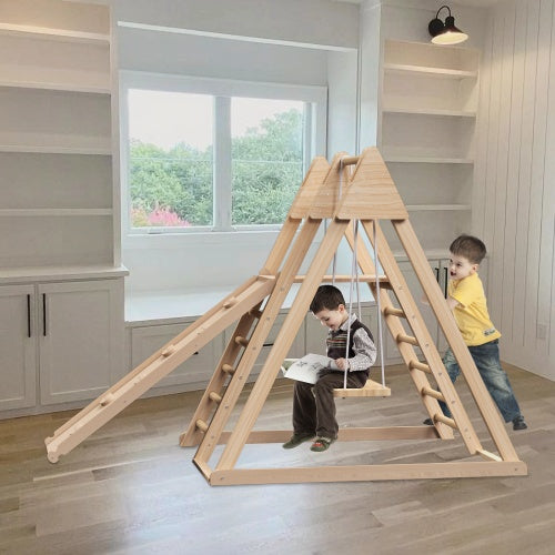 🌟 Montessori Wooden Climbing Gym – Foldable Indoor Jungle Playset for Toddlers