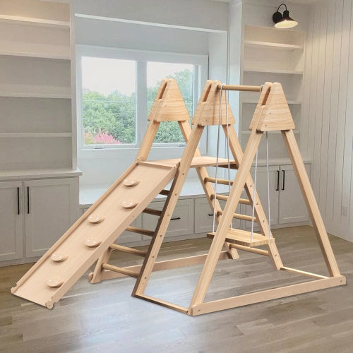 🌟 Montessori Wooden Climbing Gym – Foldable Indoor Jungle Playset for Toddlers