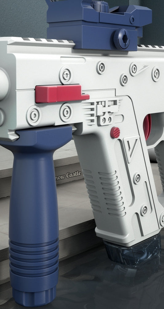 Electric water gun toy with silencer, scope and dual clip – Blue -Pink