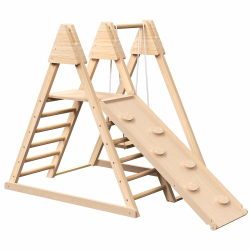 🌟 Montessori Wooden Climbing Gym – Foldable Indoor Jungle Playset for Toddlers