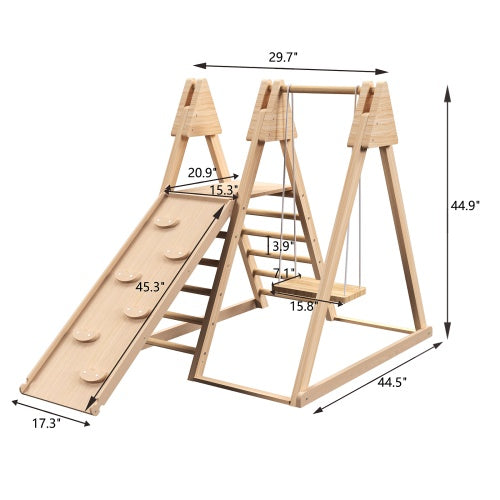 🌟 Montessori Wooden Climbing Gym – Foldable Indoor Jungle Playset for Toddlers