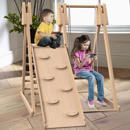 🌟 Montessori Wooden Climbing Gym – Foldable Indoor Jungle Playset for Toddlers