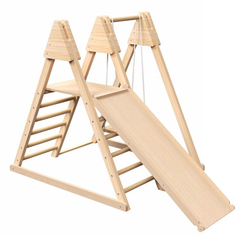🌟 Montessori Wooden Climbing Gym – Foldable Indoor Jungle Playset for Toddlers