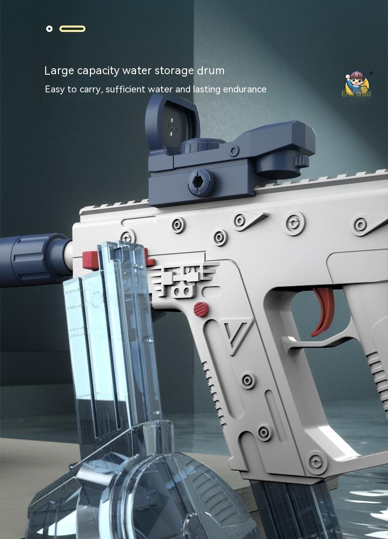 Electric Water Gun with Silencer & Scope – 2 Clips – Blue
