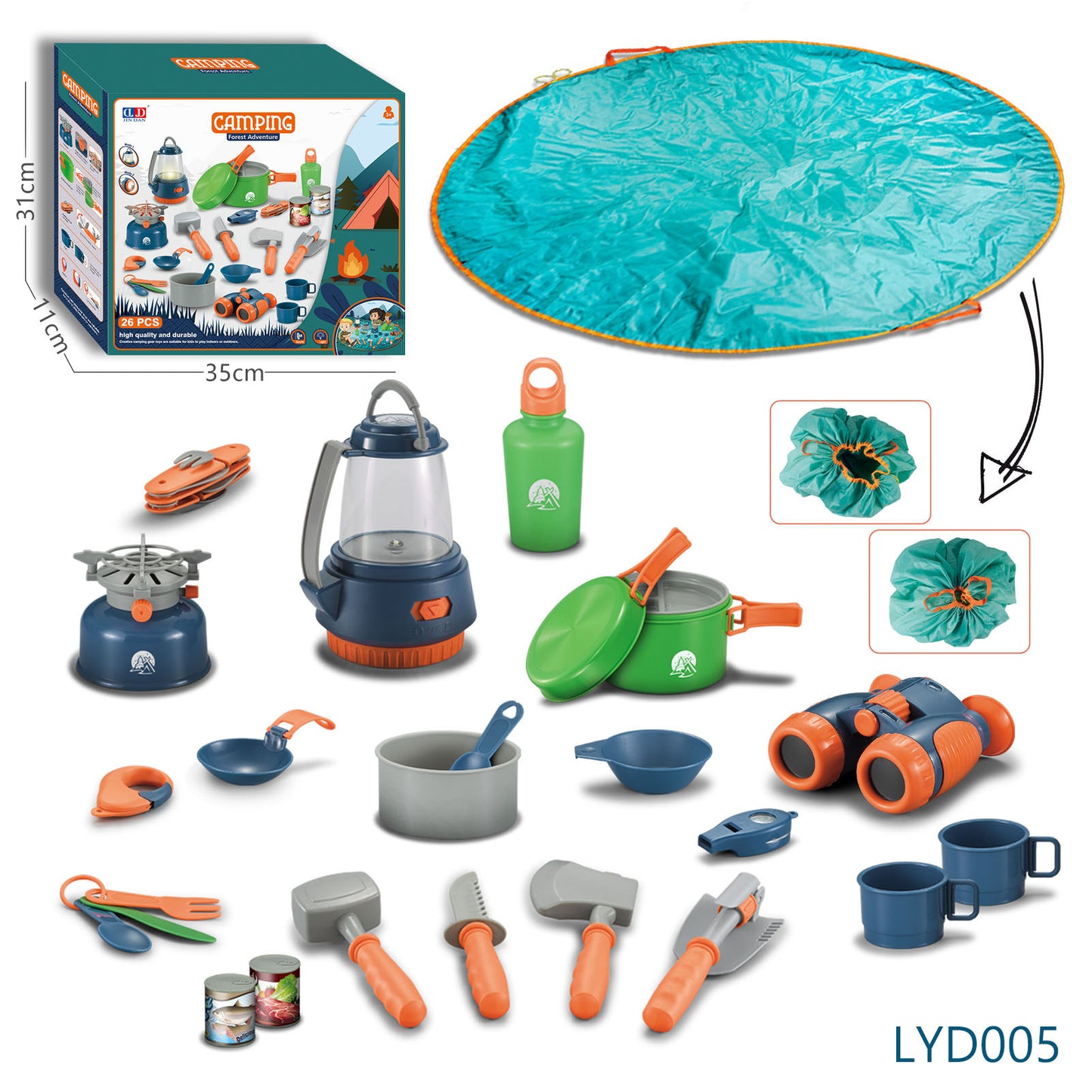 Kids Camping Adventure Set – 29PCS Outdoor Simulation Play Tent Kit