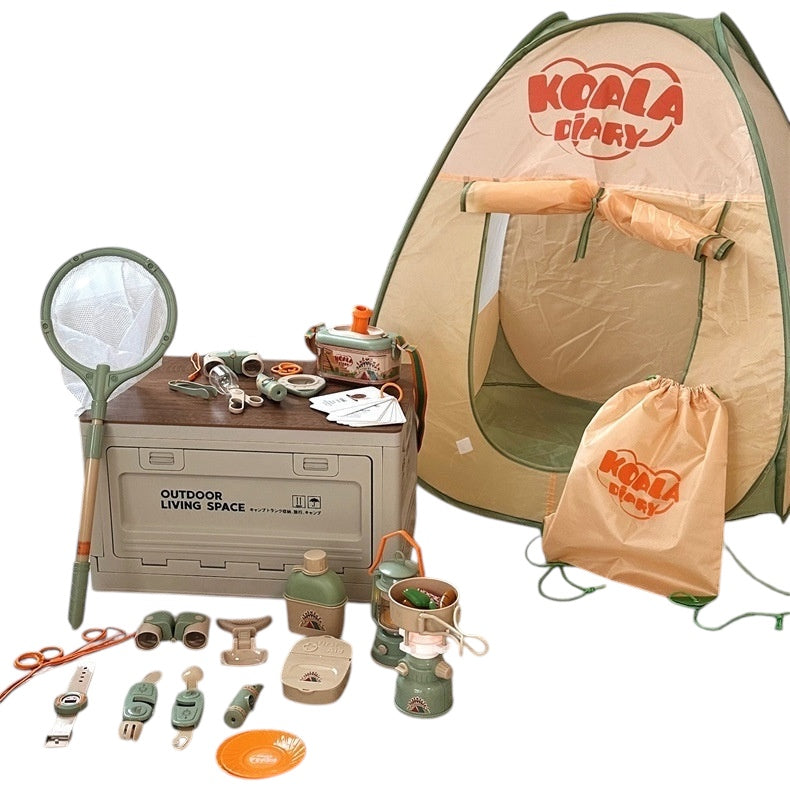 Children’s 25-piece Koala camping roleplay toy set with tent and accessories