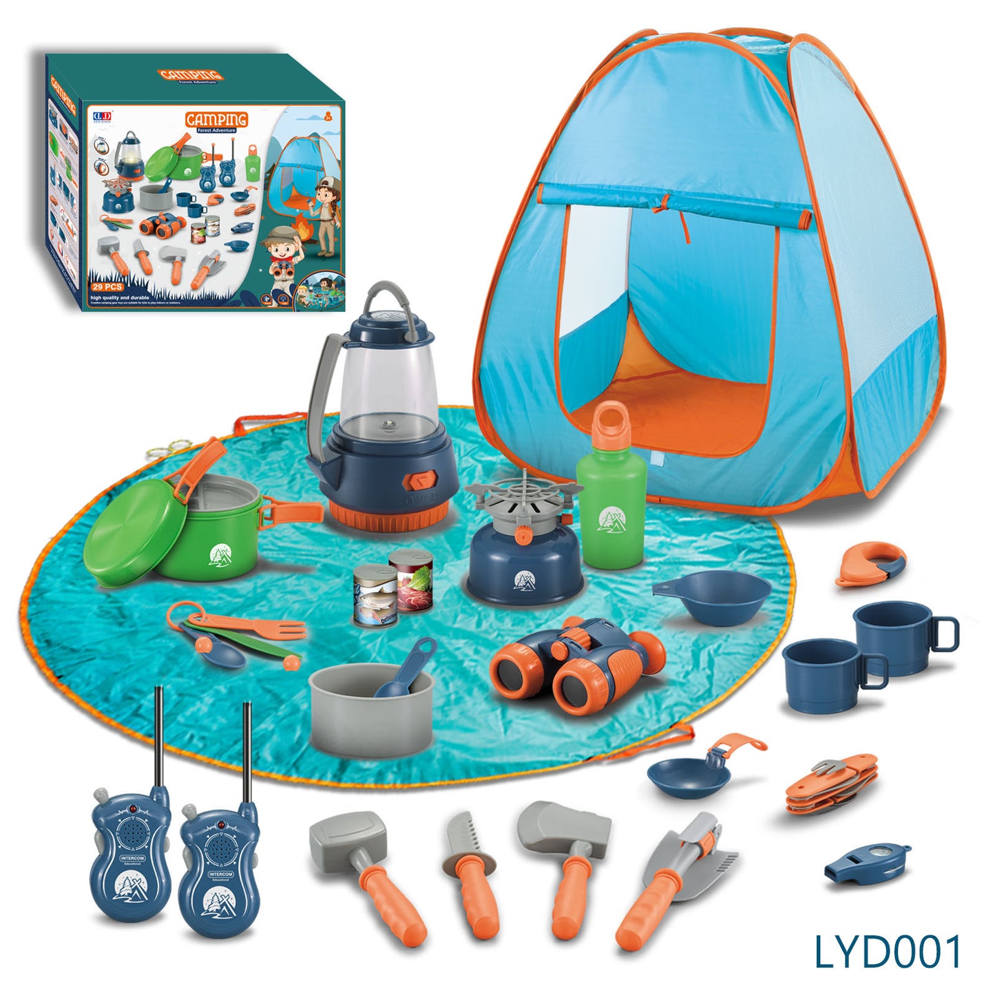 Kids Camping Adventure Set – 29PCS Outdoor Simulation Play Tent Kit