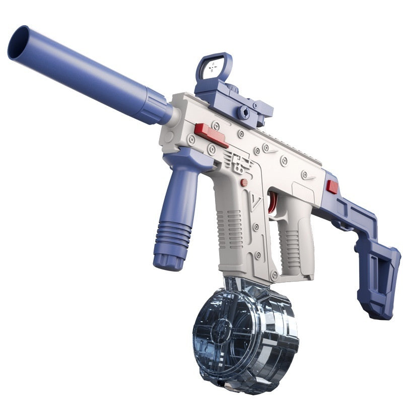Electric water gun toy with silencer, scope and dual clip – Blue -Pink