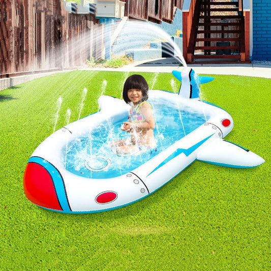 Inflatable airplane-shaped kids swimming pool