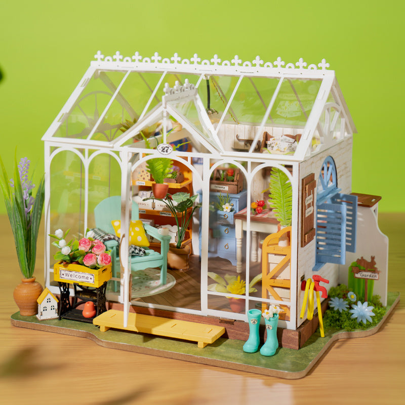 Rolife Mengyu Flower House – DIY Miniature Greenhouse with LED Lights