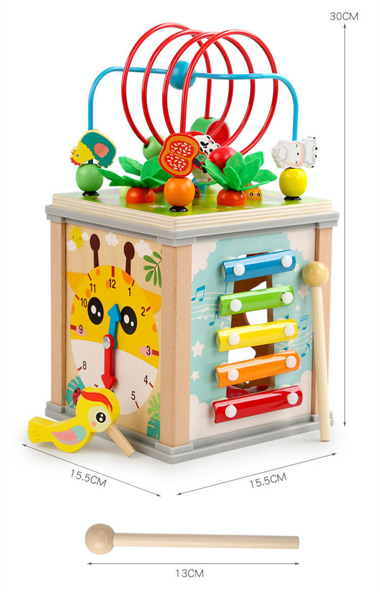 Multi-Sensory Wooden Activity Cube for Toddlers (Ages 4-6)