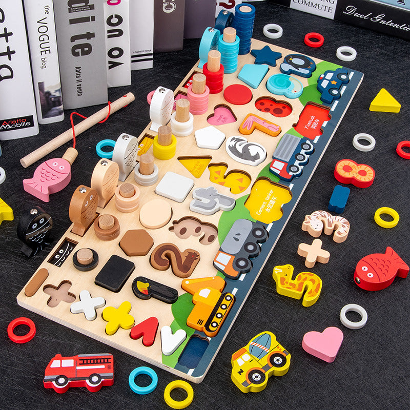 Magnetic fishing puzzle wooden educational toys