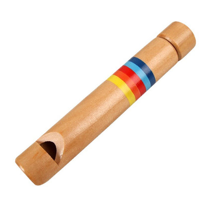 Wooden rainbow Montessori flute with slide function for baby learning.