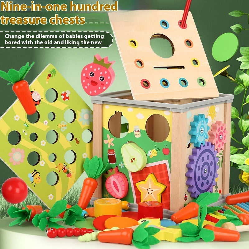 9-in-1 Wooden Activity Cube - Montessori Educational Toys