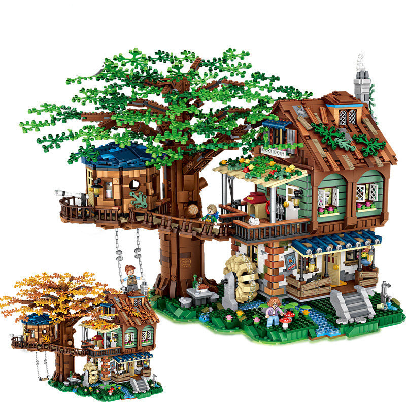 Forest Tree House Model Building Blocks with Figures DIY