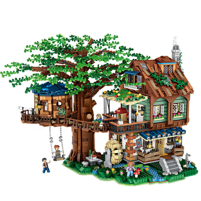 Forest Tree House Model Building Blocks with Figures DIY