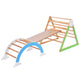 Montessori wooden climbing triangle set with reversible ramp and rocker arch for toddlers and kids indoor motor skills play