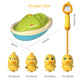 Battery-powered bath toy with floating motorboat and 4 squirt ducks