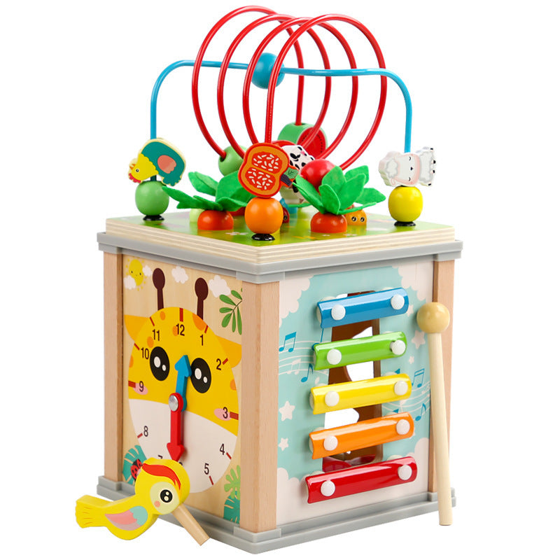 Multi-Sensory Wooden Activity Cube for Toddlers (Ages 4-6)