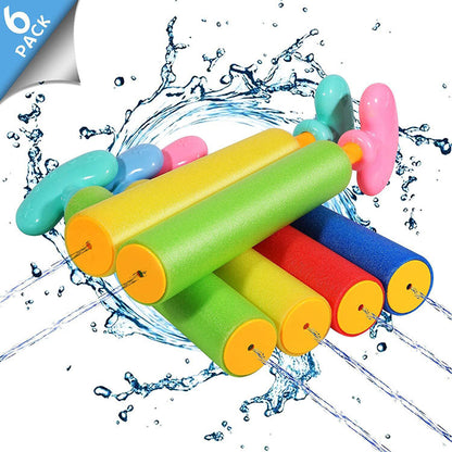 Set of colorful EVA foam pull-type water guns spraying water