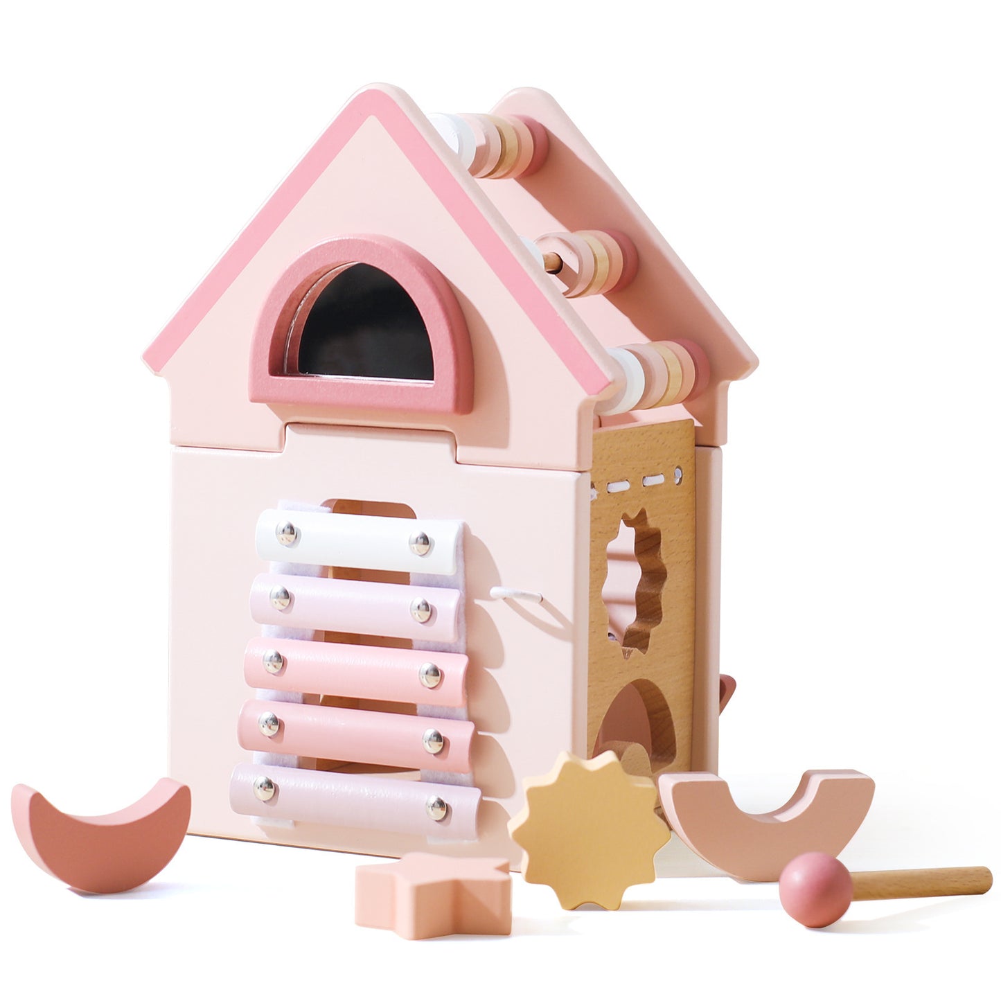 Wooden House Five-in-one Toy Children Puzzle Shape Matching