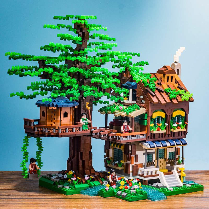 Hochelfen-Baumhaus-Puzzle, Bausteine ​​zusammenbauen, 4000+