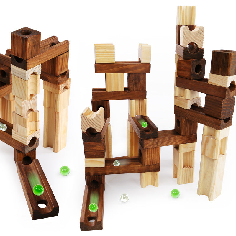 Wooden Marble Run Construction Set - Educational STEM Toy for Kids