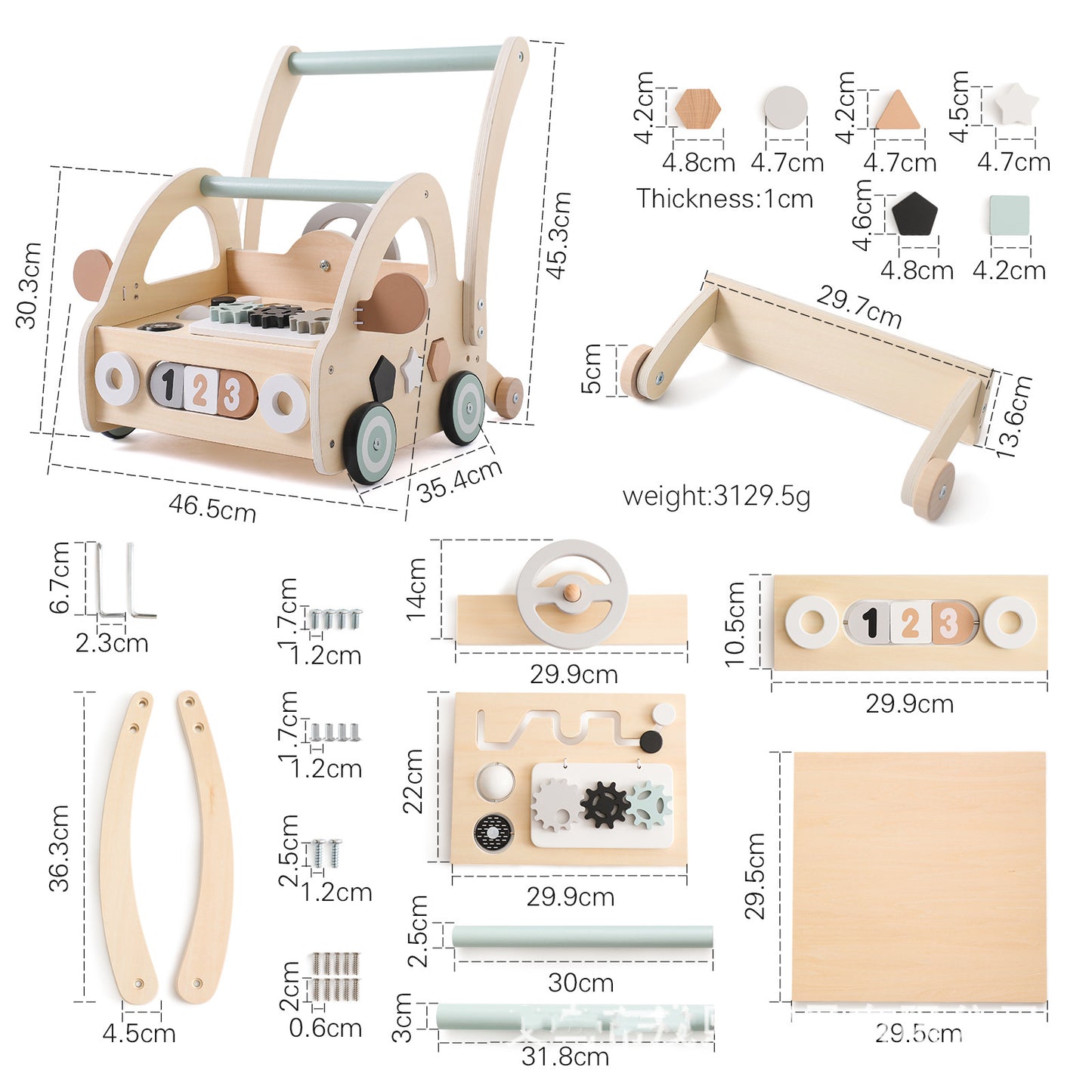 Children's Wooden Puzzle Multi-functional Walker