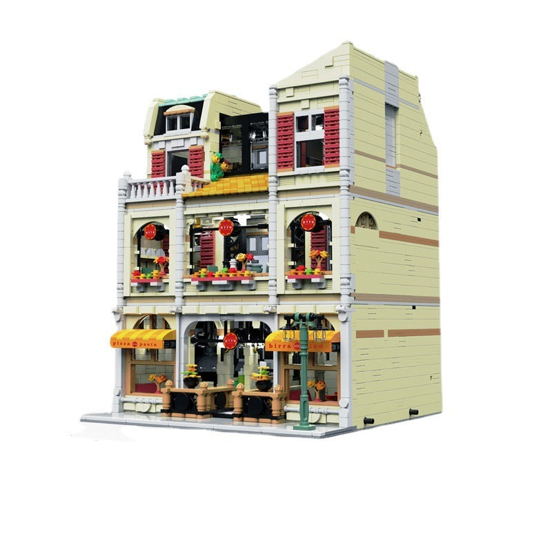 Pizza Shop Street View Series Town Scene Building Blocks Toy Model