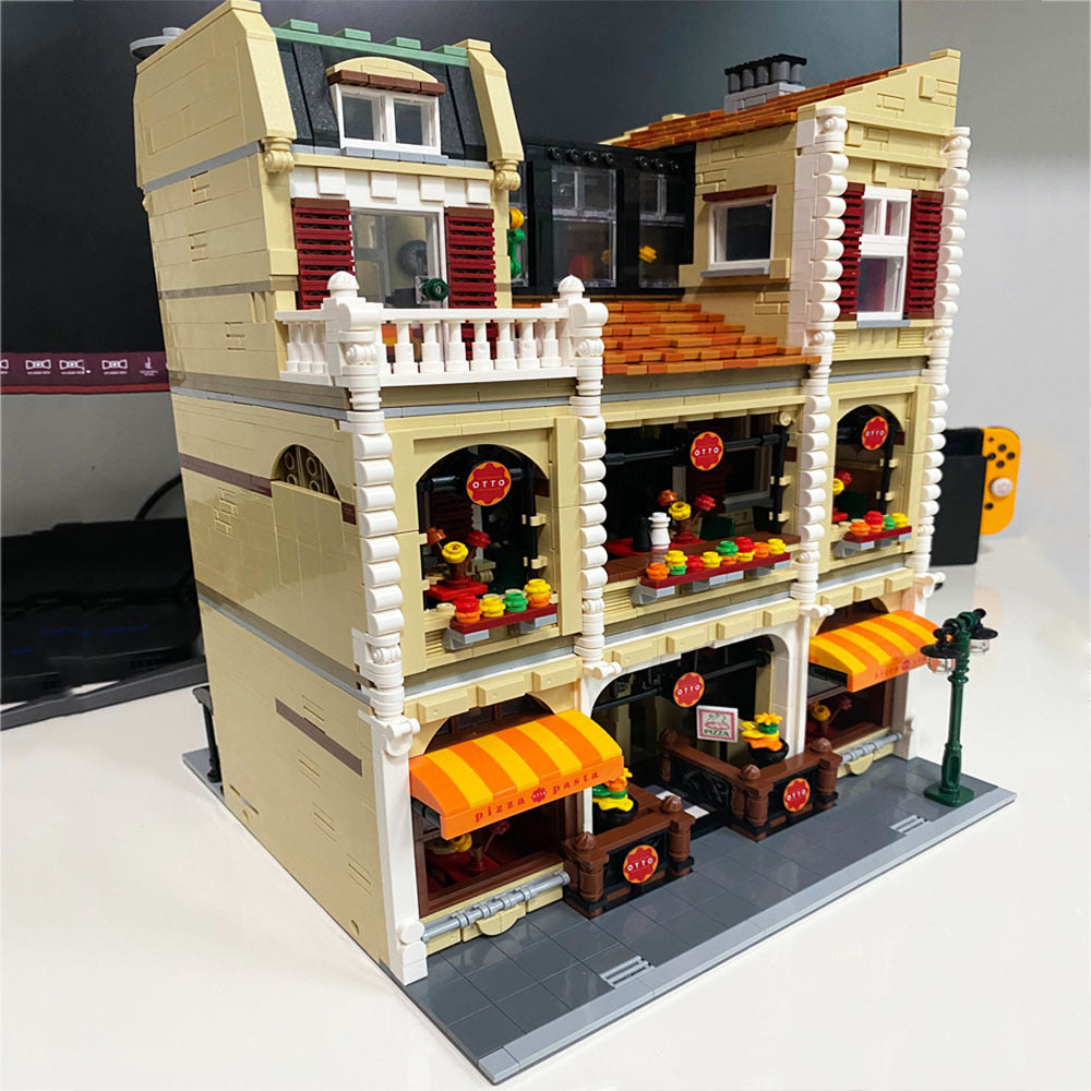 Pizza Shop Street View Series Town Scene Building Blocks Toy Model