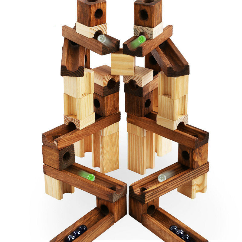 Wooden Marble Run Construction Set - Educational STEM Toy for Kids