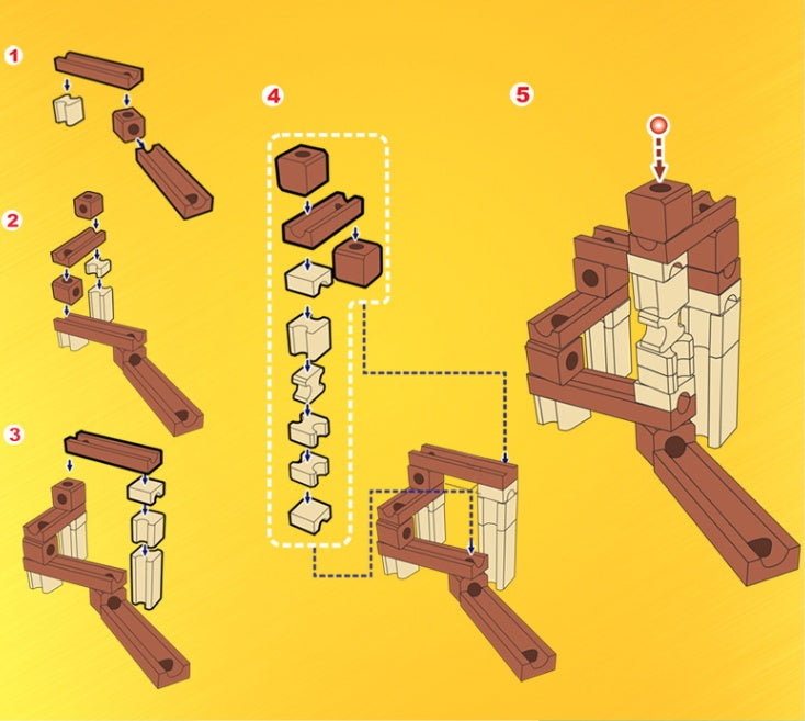 Wooden Marble Run Construction Set - Educational STEM Toy for Kids