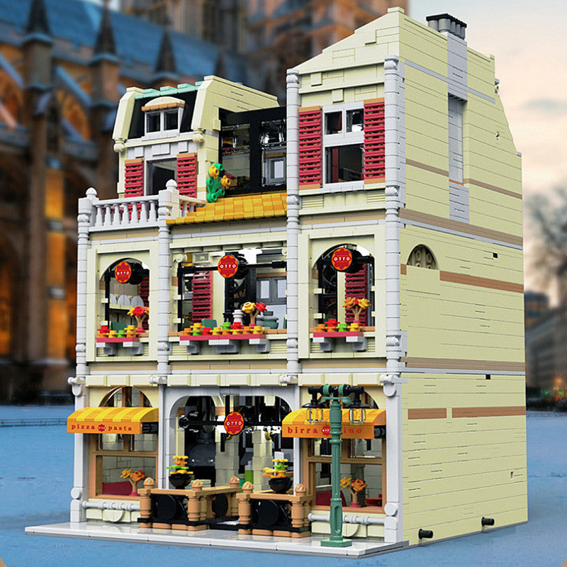 Pizza Shop Street View Series Town Scene Building Blocks Toy Model