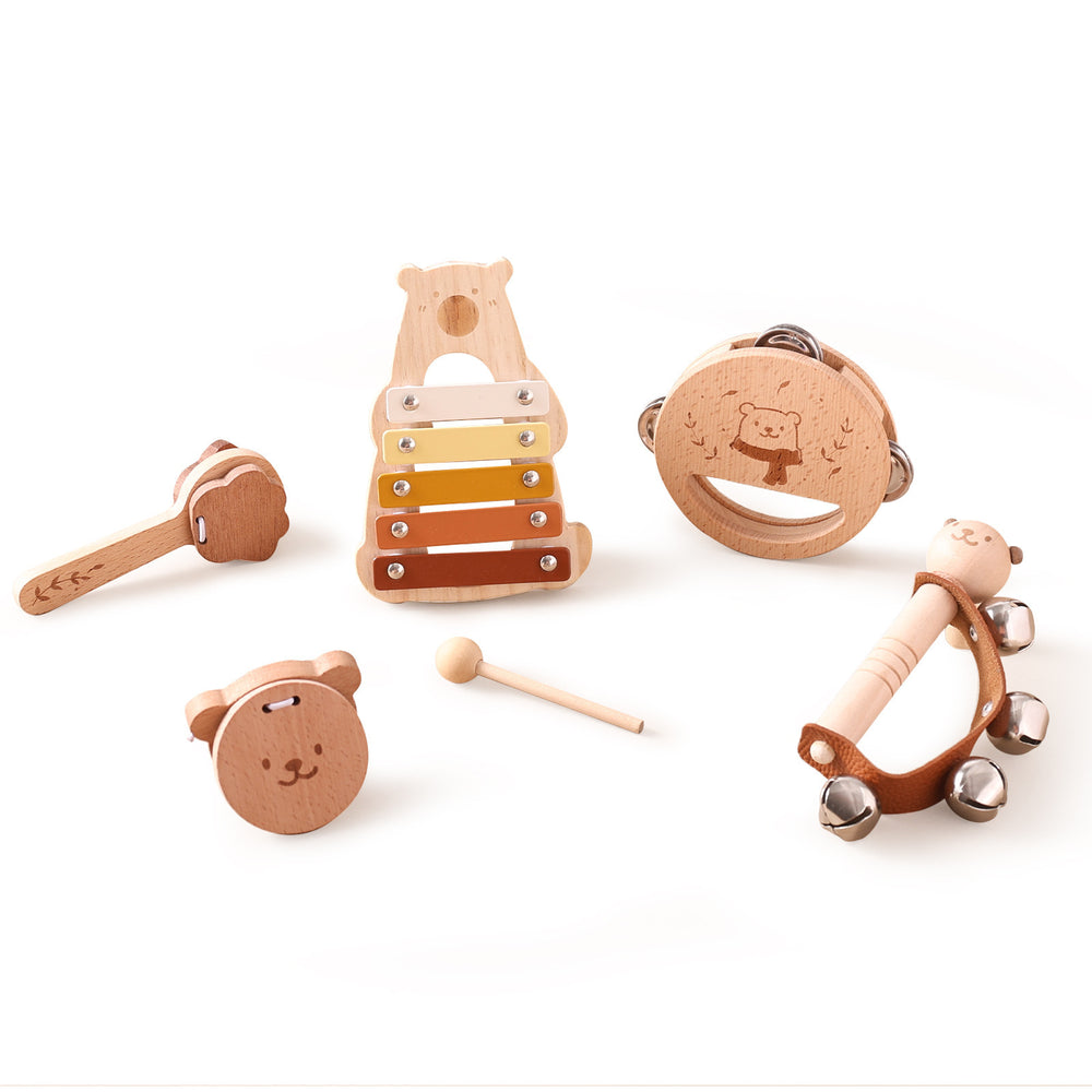 Wooden Teether Cute Baby Molar Handbell Moving