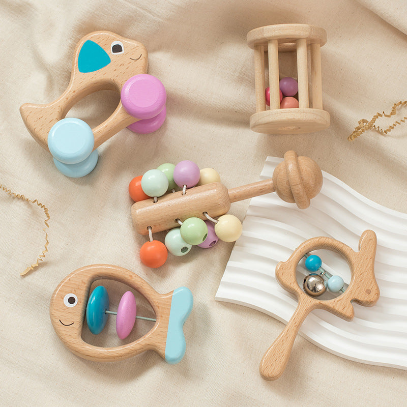 Newborn  Beech  5-Piece Wooden Sensory Educational SEt Toys