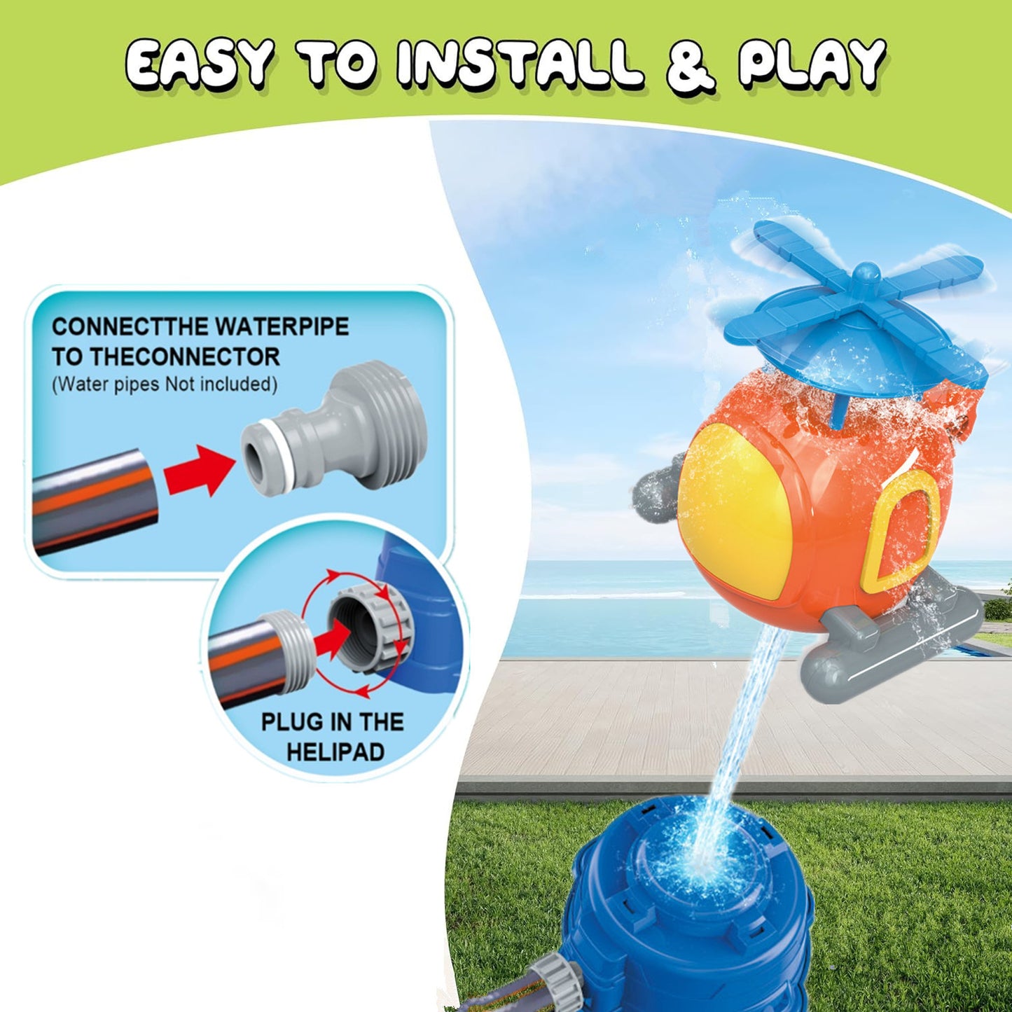 Soaring Helicopter Sprinkler Toy – Summer Outdoor Water Fun