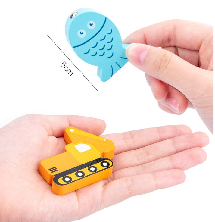 Magnetic fishing puzzle wooden educational toys