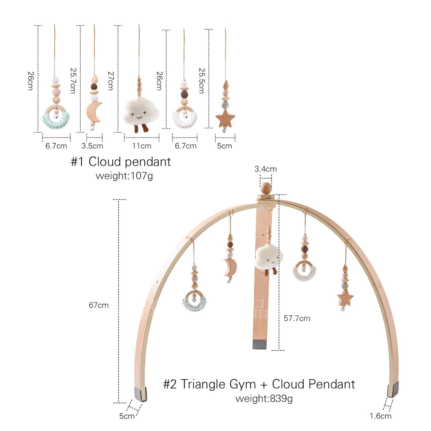 Natural Wooden Baby Play Gym – Montessori Sensory Activity Arch