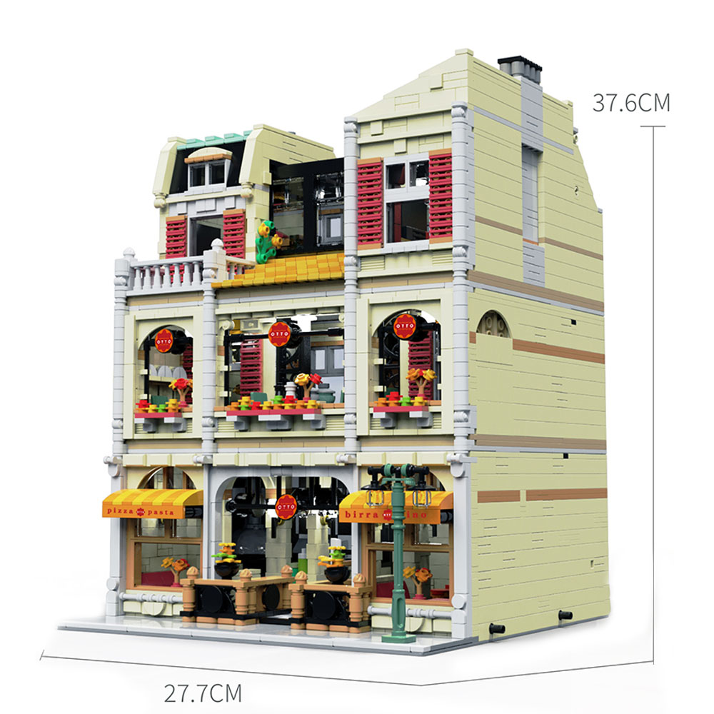 Pizza Shop Street View Series Town Scene Building Blocks Toy Model