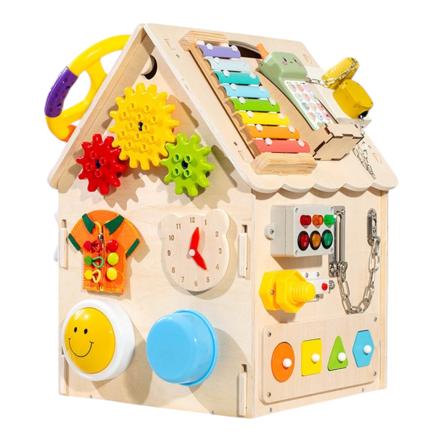 Mengshi Busy House Wooden Activity Cube - Educational Toys