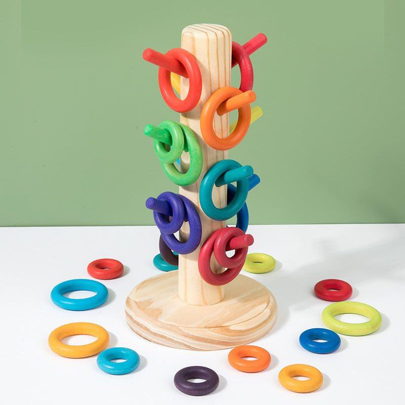 Rainbow Ring Stacker Tree – Educational Wooden Toy