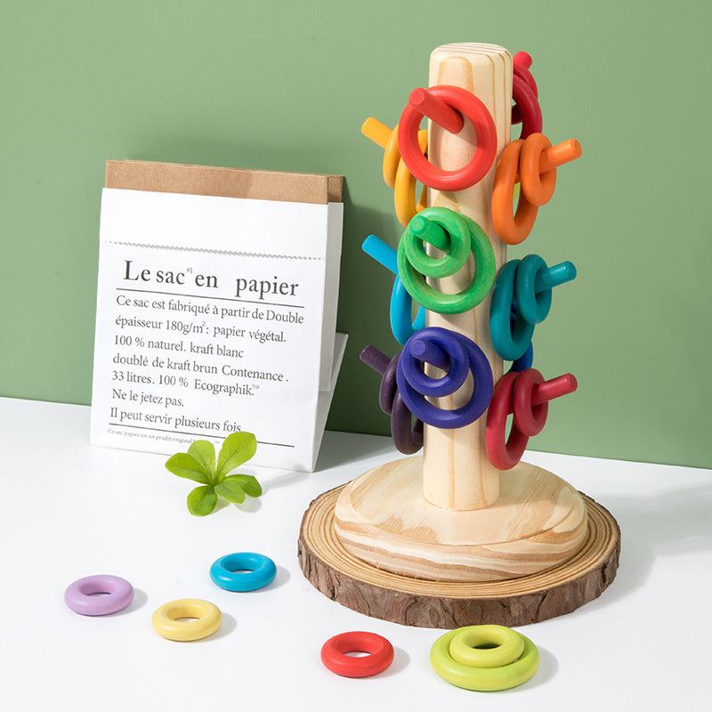 Rainbow Ring Stacker Tree – Educational Wooden Toy