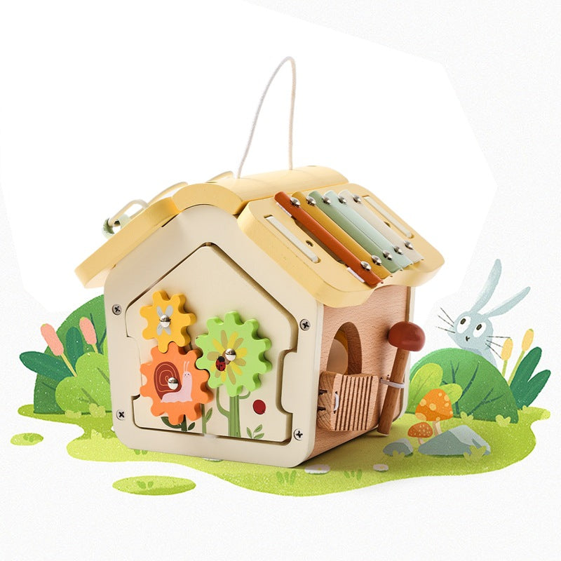 Multi-Functional Wooden Activity House Toy - Educational Fun for Toddlers