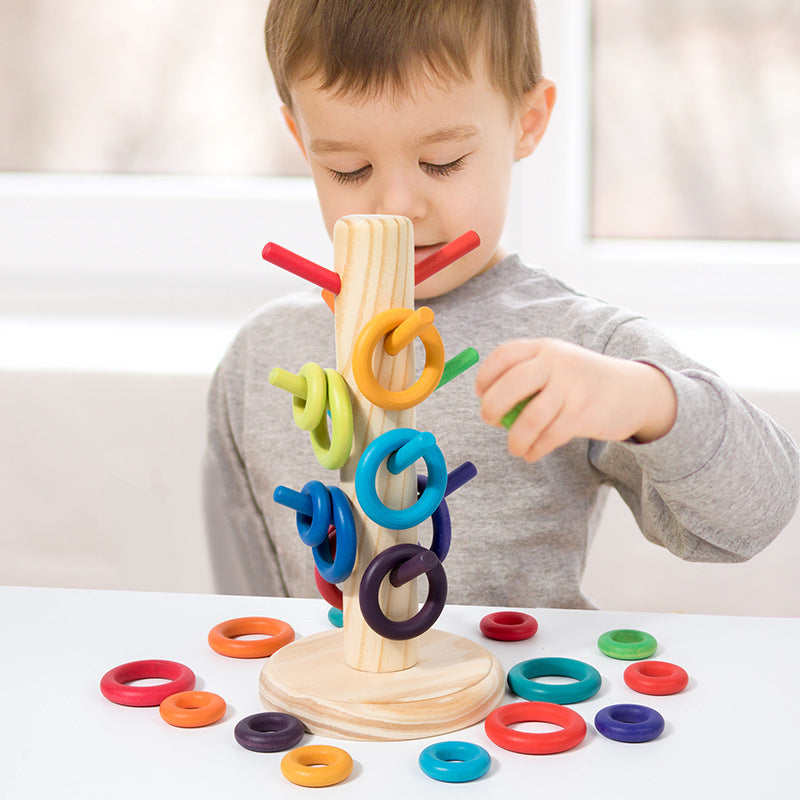 Rainbow Ring Stacker Tree – Educational Wooden Toy