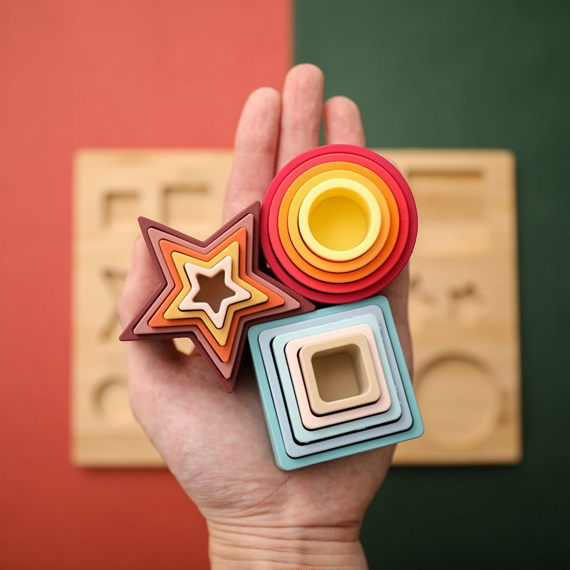 
                      
                        Wooden Shape Sorter and Stacking Toy with Silicone
                      
                    